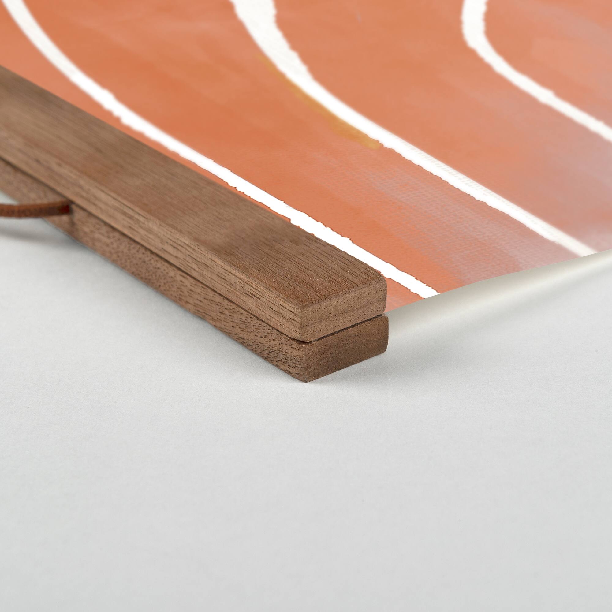 Gold Orange Rainbows 12" x 16" Teak Hanging Canvas